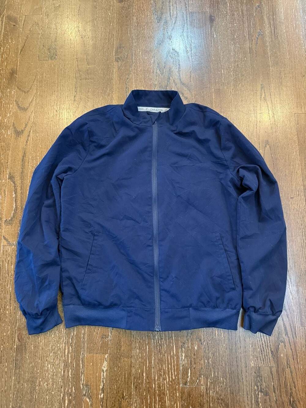 Fabletics Men's Navy Blue Full Zip Activewear Bomber Jacket Size Small